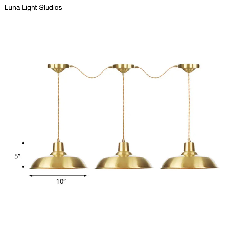 Gold Tandem Multi-Light Chandelier - Industrial Barn Ceiling Lamp (3/5/7-Light)