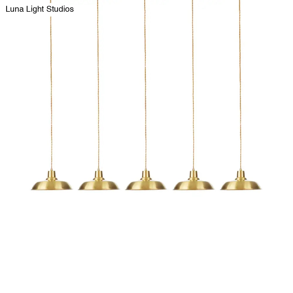 Gold Tandem Multi-Light Chandelier - Industrial Barn Ceiling Lamp (3/5/7-Light)