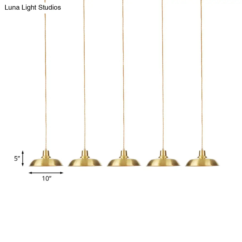 Gold Tandem Multi-Light Chandelier - Industrial Barn Ceiling Lamp (3/5/7-Light)