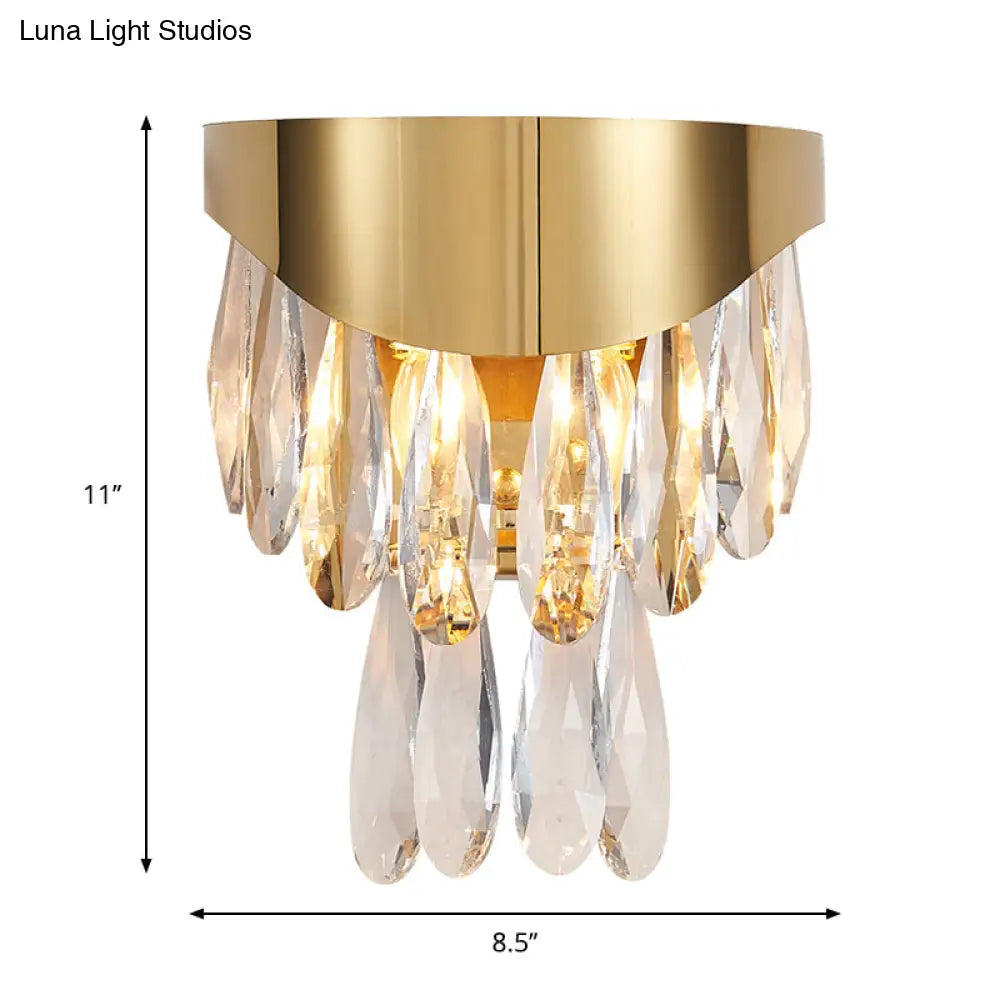 DecorBites™ Gold Teardrop Crystal Drip Wall Sconce - Contemporary Indoor Lighting - 2 Bulb Surface Mount