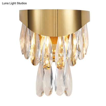 DecorBites™ Gold Teardrop Crystal Drip Wall Sconce - Contemporary Indoor Lighting - 2 Bulb Surface Mount