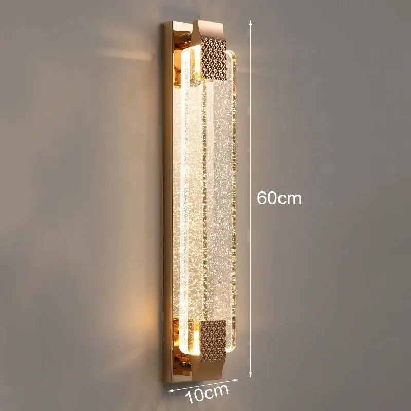 Gold-toned rectangular wall lamp with textured bubble glass led panel from decorbites for elegant bedroom decor