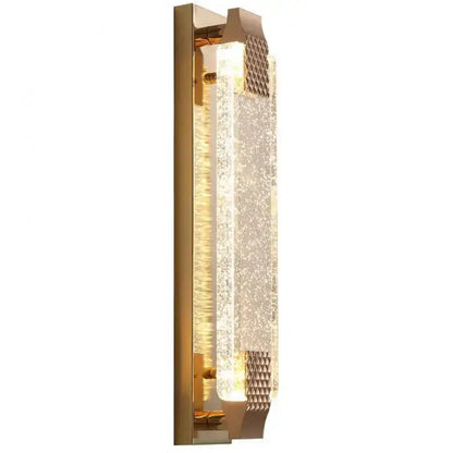 Gold textured bubble glass led wall lamp with a gold-toned modern sconce and geometric decorbites bubble glass accents