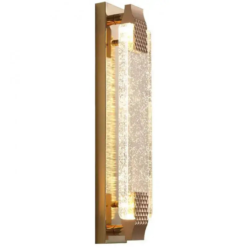 Gold textured bubble glass led wall lamp with a gold-toned modern sconce and geometric decorbites bubble glass accents