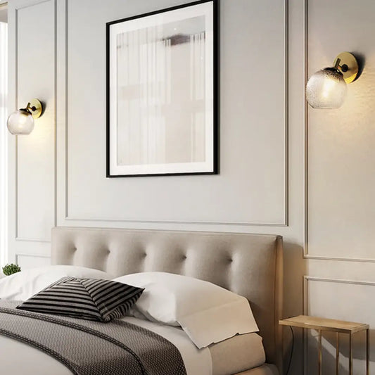 DecorBites™ DecorBites™ Gold Textured Glass Sphere Wall Light - Modern Vintage Mini Mount