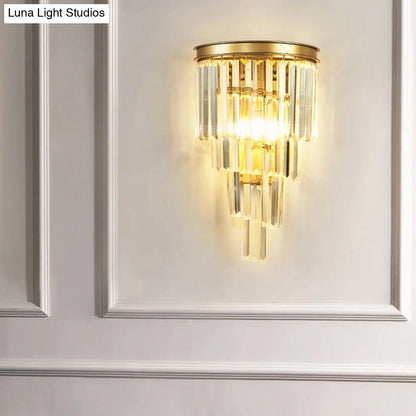 DecorBites™ DecorBites™ Gold Tiered Crystal Sconce: Minimalistic Wall Light for Living Room