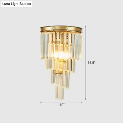 DecorBites™ DecorBites™ Gold Tiered Crystal Sconce: Minimalistic Wall Light for Living Room