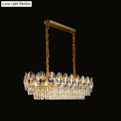 DecorBites™ DecorBites™ Gold Tiered Semi Flush Crystal Ceiling Light Fixture - Elegant Living Room Décor