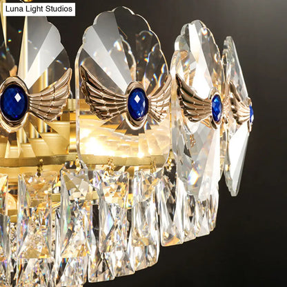 DecorBites™ DecorBites™ Gold Tiered Semi Flush Crystal Ceiling Light Fixture - Elegant Living Room Décor