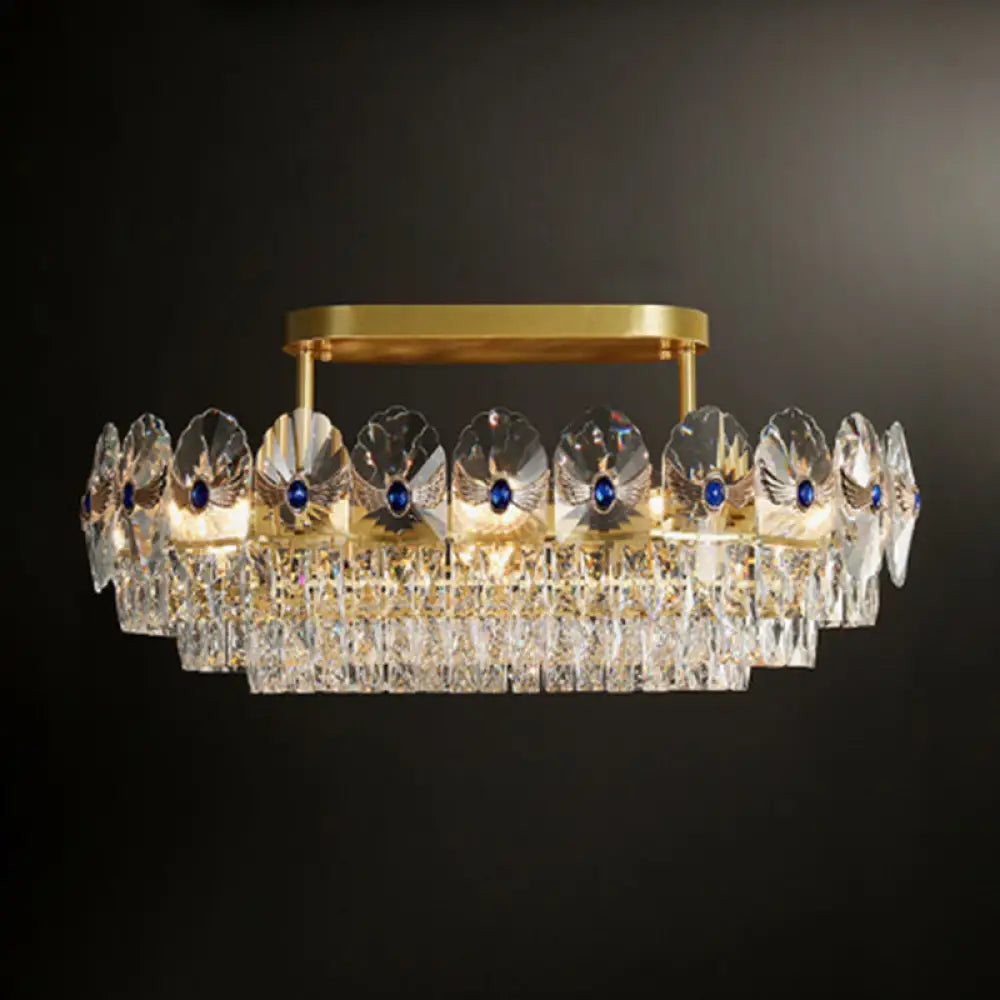 DecorBites™ DecorBites™ Gold Tiered Semi Flush Crystal Ceiling Light Fixture - Elegant Living Room Décor