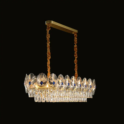 DecorBites™ DecorBites™ Gold Tiered Semi Flush Crystal Ceiling Light Fixture - Elegant Living Room Décor