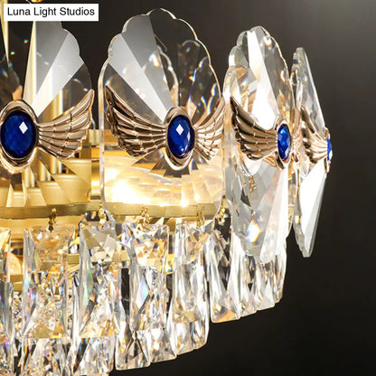 DecorBites™ DecorBites™ Gold Tiered Semi Flush Crystal Ceiling Light Fixture - Elegant Living Room Décor