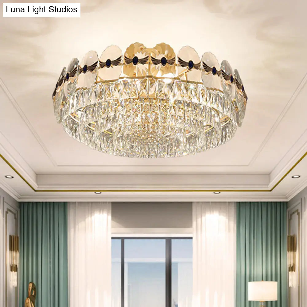 DecorBites™ DecorBites™ Gold Tiered Semi Flush Crystal Ceiling Light Fixture - Elegant Living Room Décor
