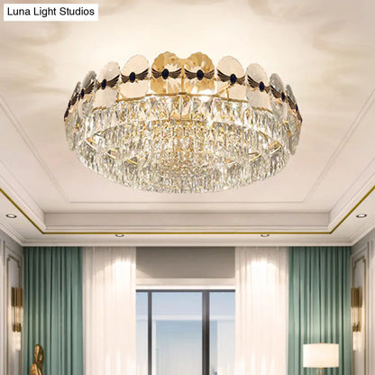 DecorBites™ DecorBites™ Gold Tiered Semi Flush Crystal Ceiling Light Fixture - Elegant Living Room Décor