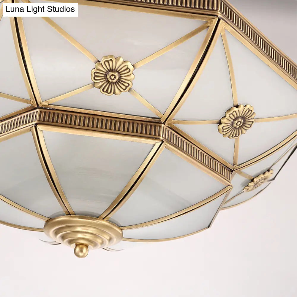 DecorBites™ DecorBites™ Gold Traditional Dome Semi Flush Chandelier - 6-Headed Frost Glass Ceiling Light