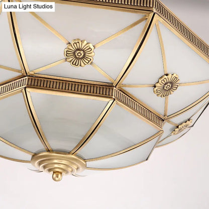 DecorBites™ DecorBites™ Gold Traditional Dome Semi Flush Chandelier - 6-Headed Frost Glass Ceiling Light