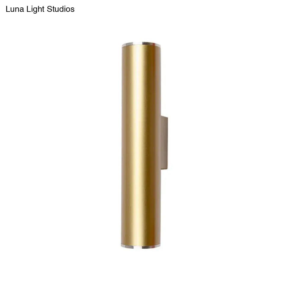 DecorBites™ Gold Tube Wall Mounted LED Flush Mount Sconce for Corridor - Simple 1 Bulb Metal Light, 12"/19.5" H