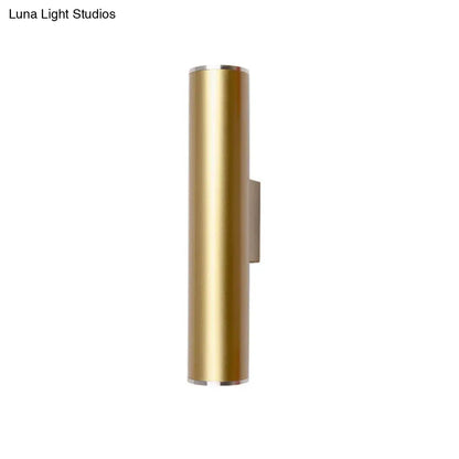 DecorBites™ Gold Tube Wall Mounted LED Flush Mount Sconce for Corridor - Simple 1 Bulb Metal Light, 12"/19.5" H