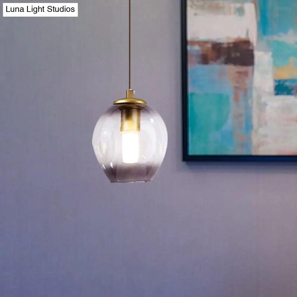 DecorBites™ Gold Tulip Wall Lamp Sconce with Blue/Smoke Gray Dimpled Glass Shade - Modern 1 Light Hanging Light