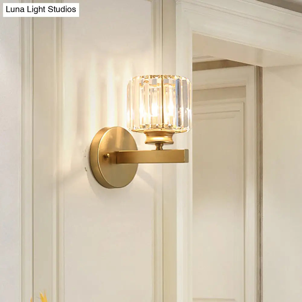 DecorBites™ Gold Wall Lamp with Prismatic Crystal Shade - Postmodern Style
