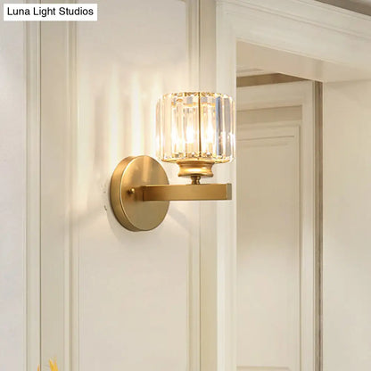 DecorBites™ Gold Wall Lamp with Prismatic Crystal Shade - Postmodern Style