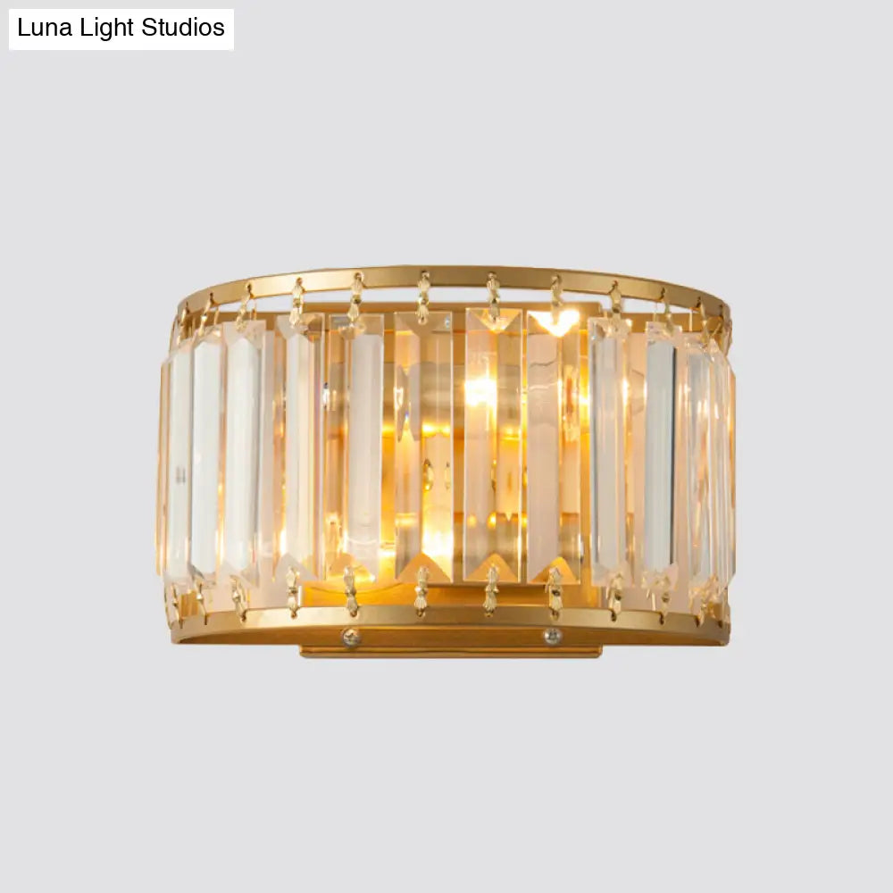 DecorBites™ Gold Wall Lamp with Prismatic Crystal Shade - Postmodern Style