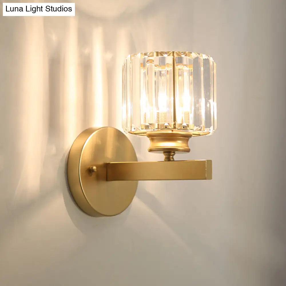 DecorBites™ Gold Wall Lamp with Prismatic Crystal Shade - Postmodern Style