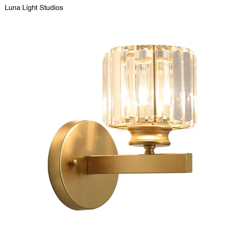 DecorBites™ Gold Wall Lamp with Prismatic Crystal Shade - Postmodern Style