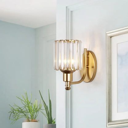 DecorBites™ Gold Wall Lamp with Prismatic Crystal Shade - Postmodern Style