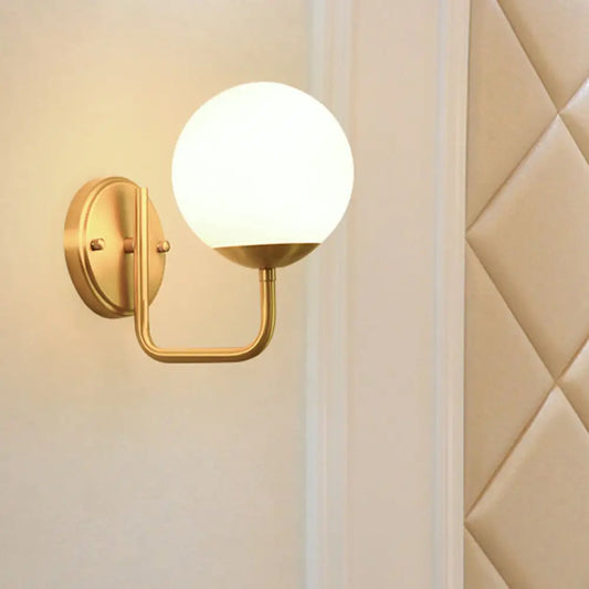 DecorBites™ DecorBites™ Gold Wall Light Sconce with White Glass Shade - Single Head, Simple Design - Ideal for Corridors