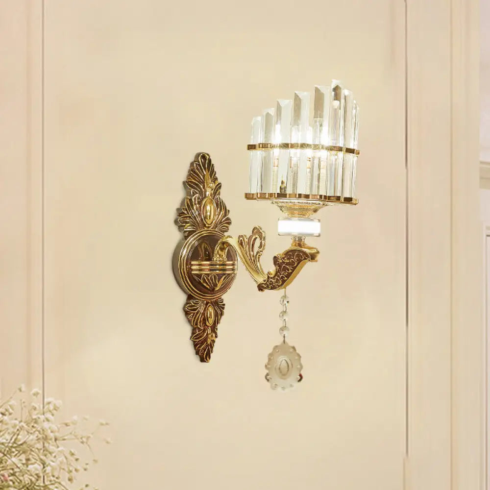 DecorBites™ Gold Wall Mount Light Arc Sconce Lamp for Corners - Modern Crystal Block Fixture
