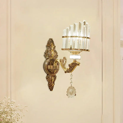DecorBites™ Gold Wall Mount Light Arc Sconce Lamp for Corners - Modern Crystal Block Fixture