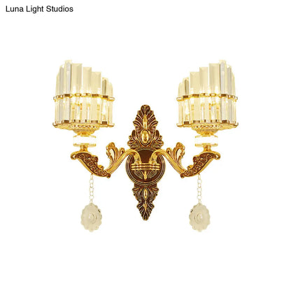 DecorBites™ Gold Wall Mount Light Arc Sconce Lamp for Corners - Modern Crystal Block Fixture