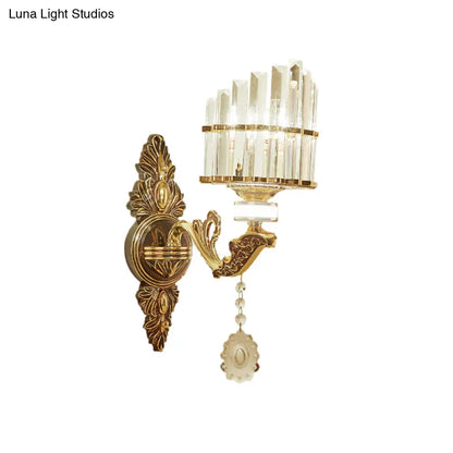 DecorBites™ Gold Wall Mount Light Arc Sconce Lamp for Corners - Modern Crystal Block Fixture
