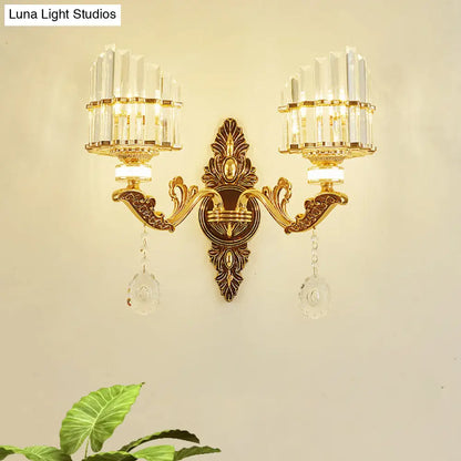 DecorBites™ Gold Wall Mount Light Arc Sconce Lamp for Corners - Modern Crystal Block Fixture