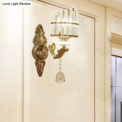 DecorBites™ Gold Wall Mount Light Arc Sconce Lamp for Corners - Modern Crystal Block Fixture