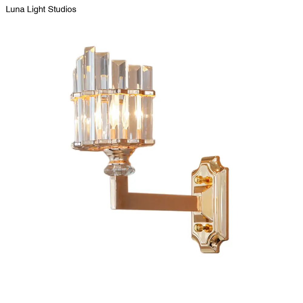DecorBites™ Gold Wall Mounted Lamp: Postmodern Clear Tri-Sided Crystal Rod Design