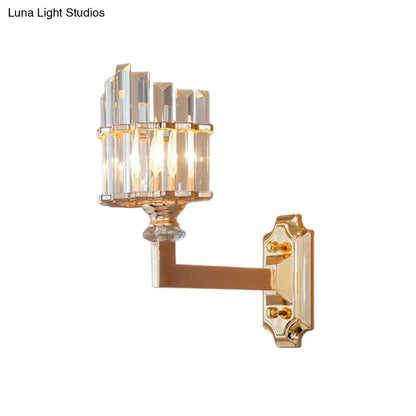 DecorBites™ Gold Wall Mounted Lamp: Postmodern Clear Tri-Sided Crystal Rod Design