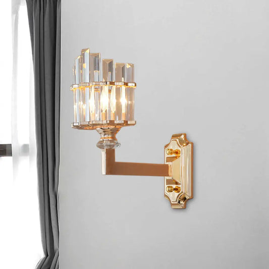 DecorBites™ Gold Wall Mounted Lamp: Postmodern Clear Tri-Sided Crystal Rod Design
