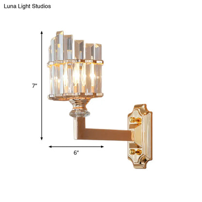 DecorBites™ Gold Wall Mounted Lamp: Postmodern Clear Tri-Sided Crystal Rod Design