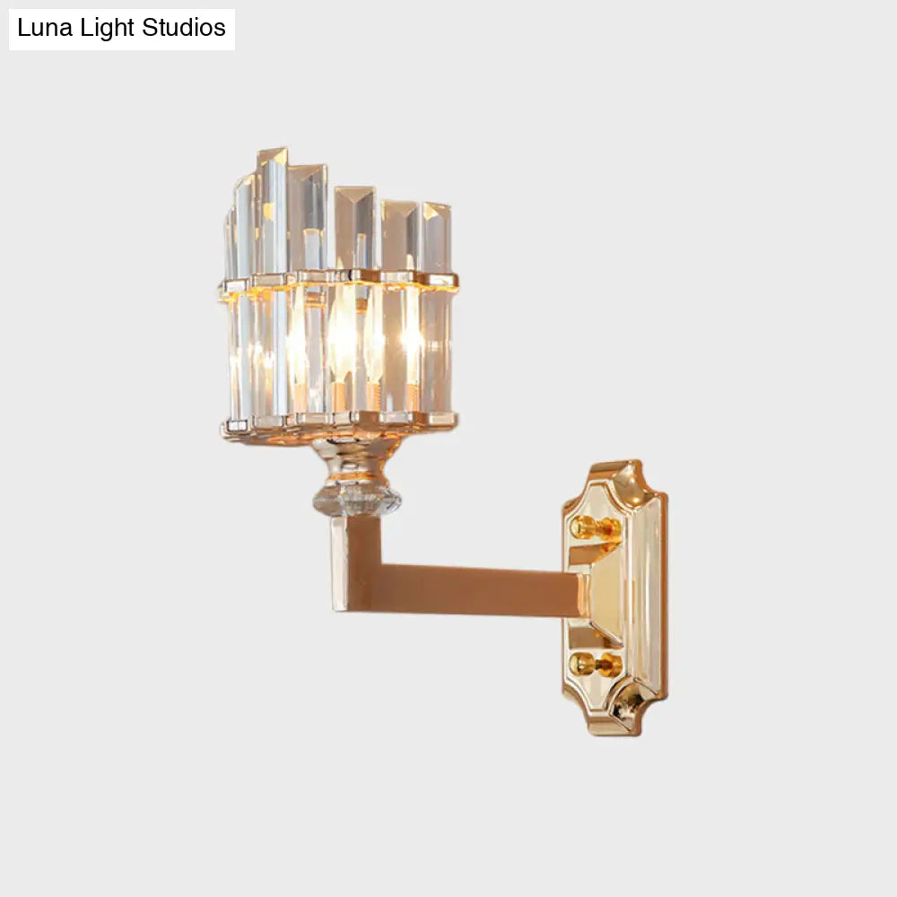 DecorBites™ Gold Wall Mounted Lamp: Postmodern Clear Tri-Sided Crystal Rod Design