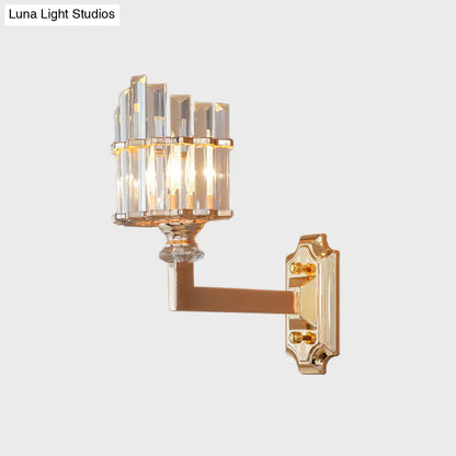 DecorBites™ Gold Wall Mounted Lamp: Postmodern Clear Tri-Sided Crystal Rod Design