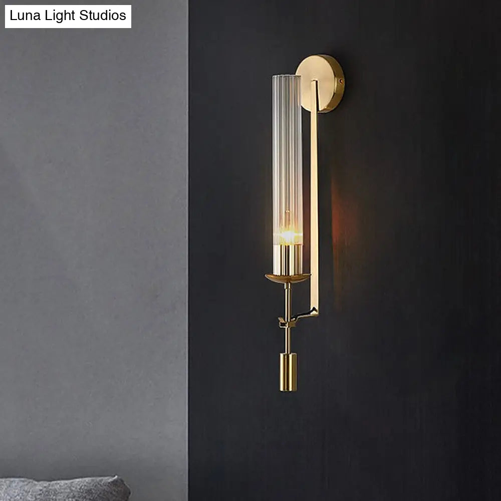 DecorBites™ Gold Wall Sconce with Clear Glass Shade for Modern Bathroom