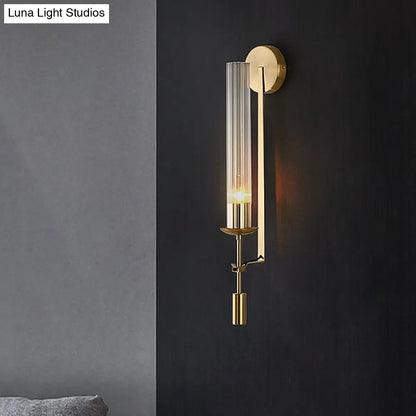 DecorBites™ Gold Wall Sconce with Clear Glass Shade for Modern Bathroom