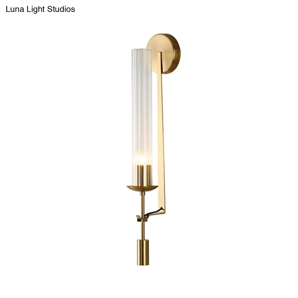 DecorBites™ Gold Wall Sconce with Clear Glass Shade for Modern Bathroom
