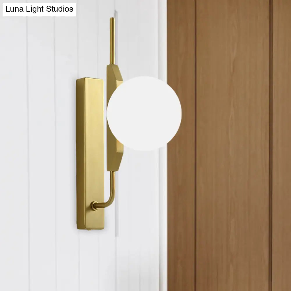 DecorBites™ Gold Wall Sconce with White/Amber/Smoke Gray Glass Orb - Modern Bedroom Light Fixture