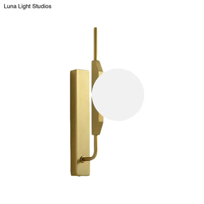 DecorBites™ Gold Wall Sconce with White/Amber/Smoke Gray Glass Orb - Modern Bedroom Light Fixture