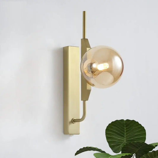 DecorBites™ Gold Wall Sconce with White/Amber/Smoke Gray Glass Orb - Modern Bedroom Light Fixture