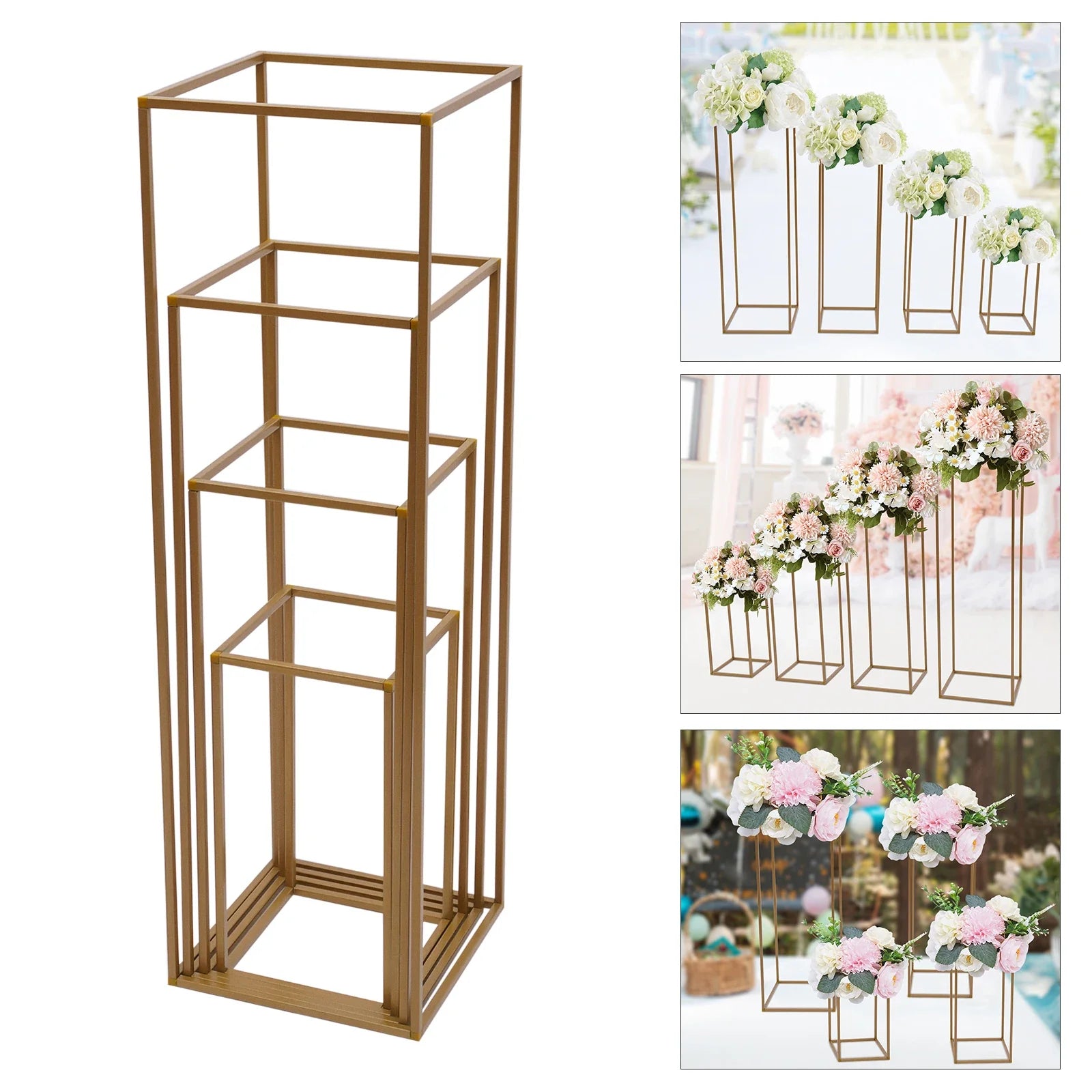 Gold Wedding Flower Vase Stand Set
