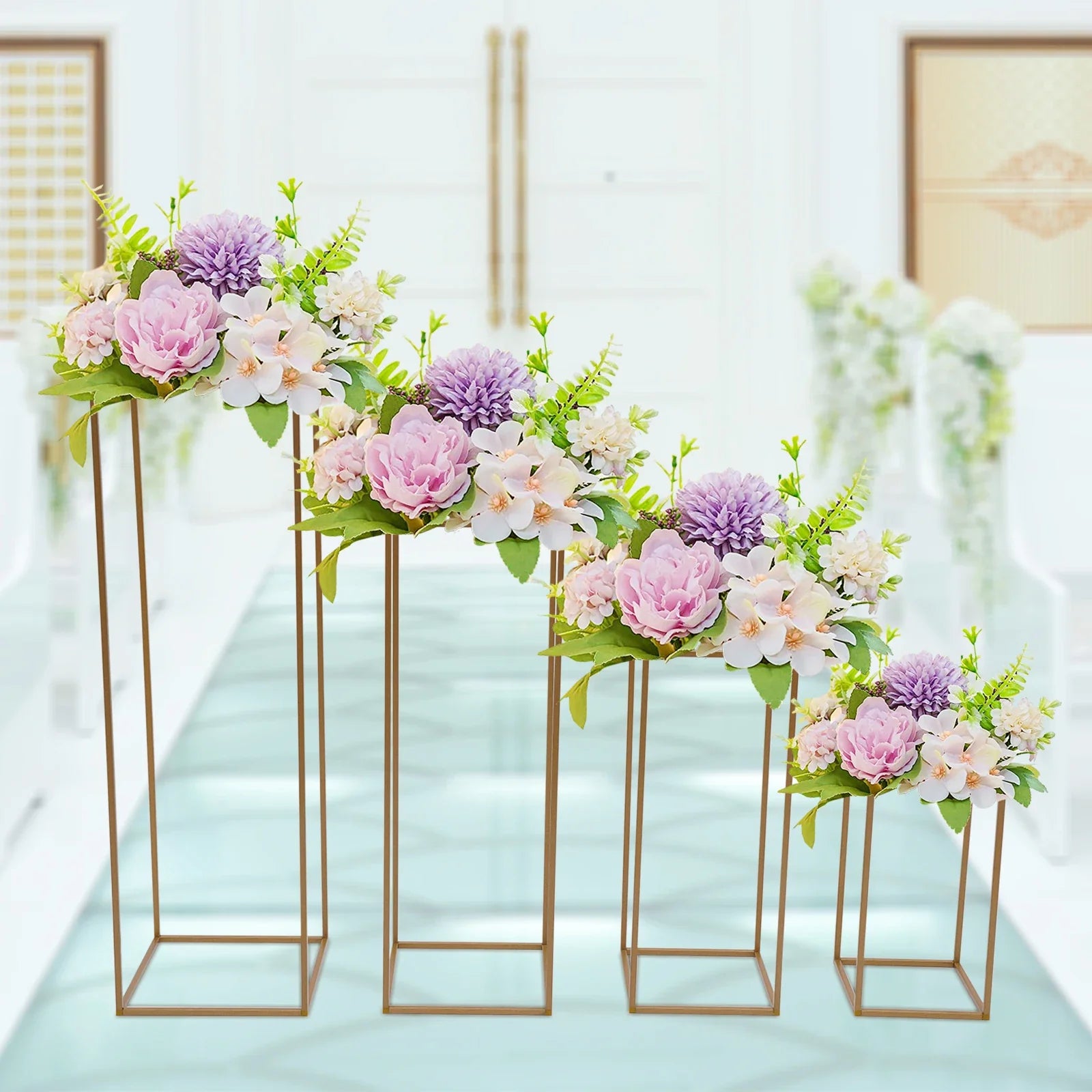 Gold Wedding Flower Vase Stand Set